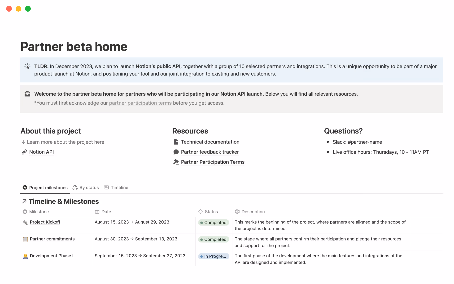 Partnerships beta template
