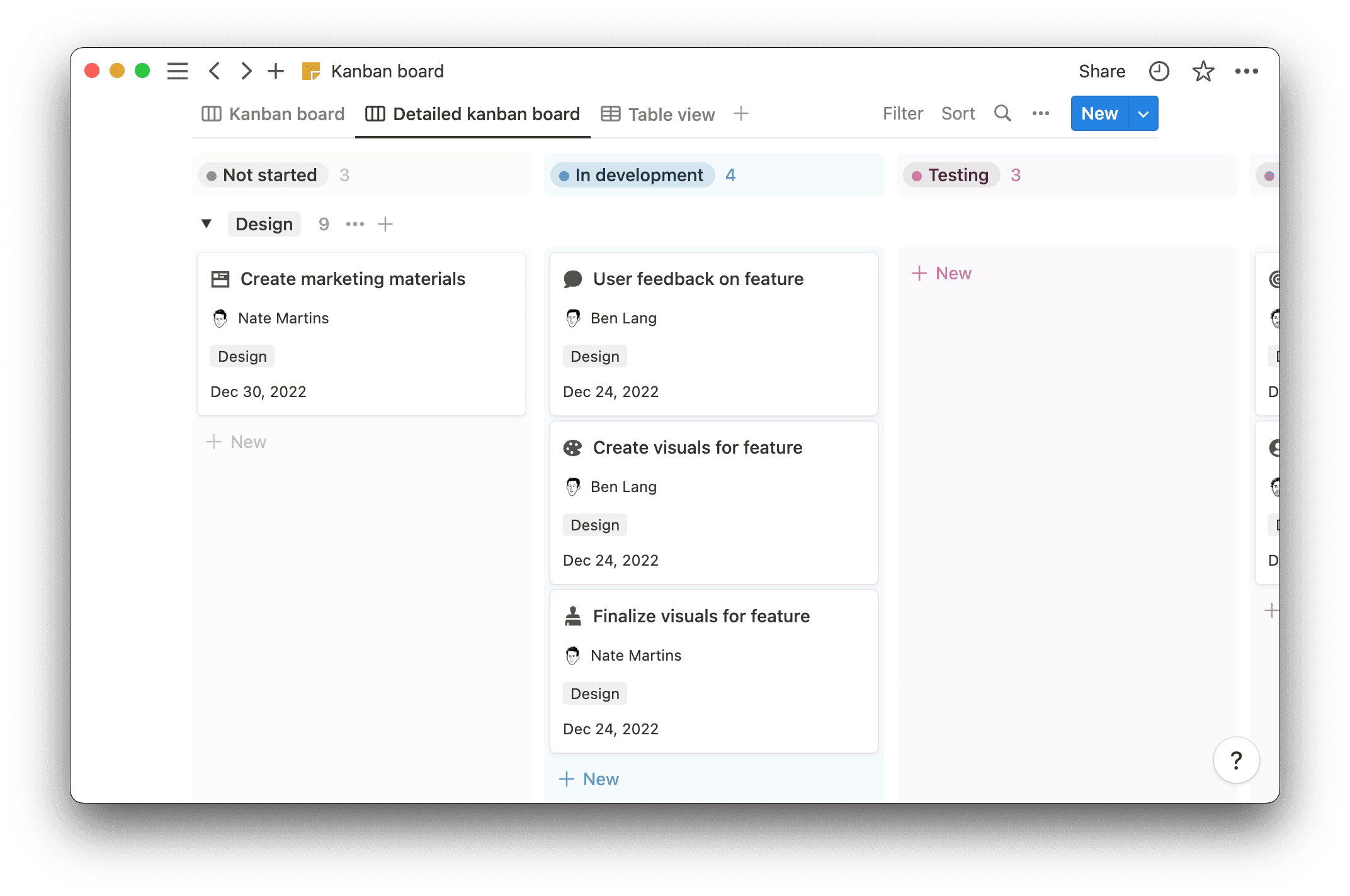 Notion’s Kanban template stages