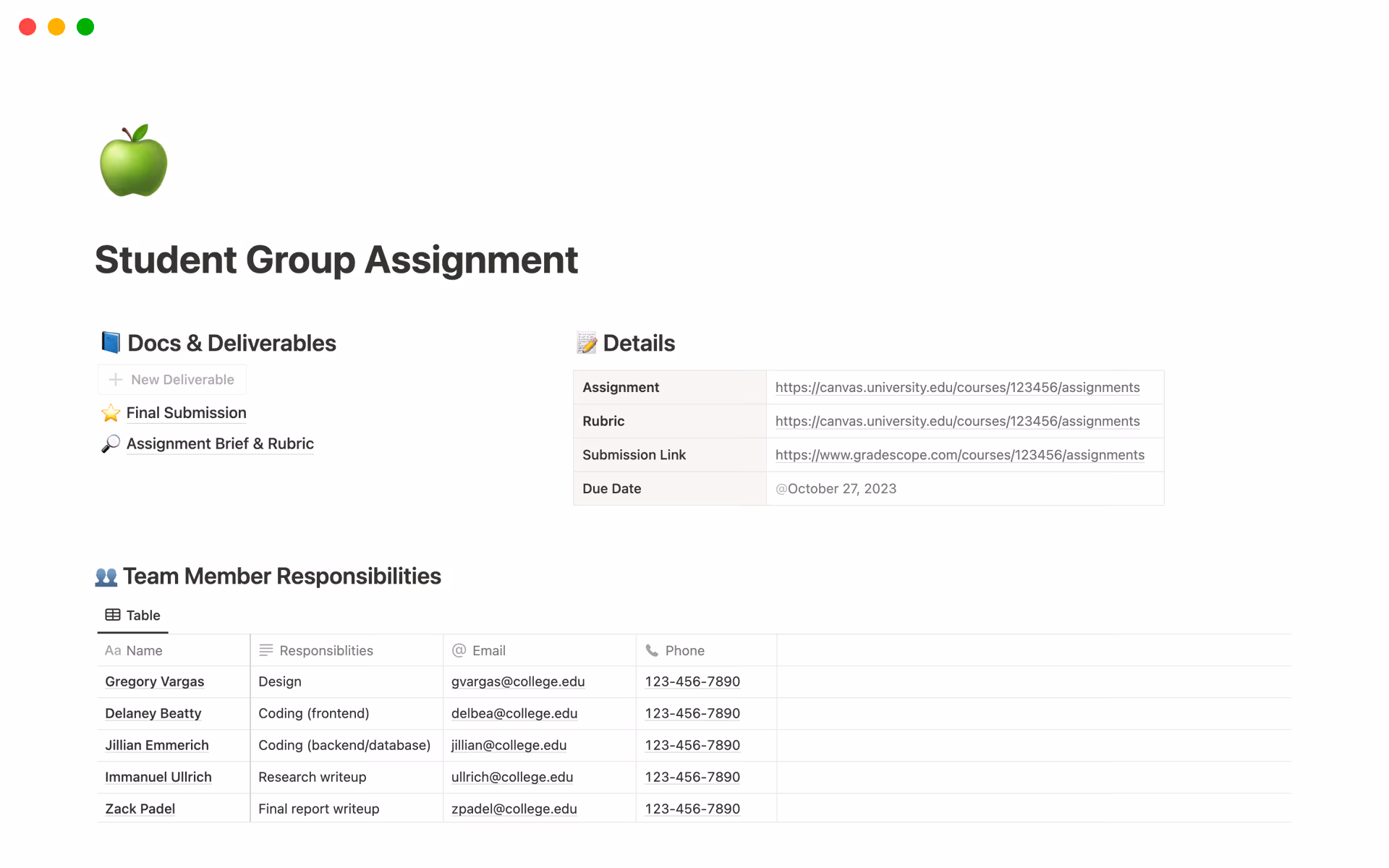 Use this template to keep everyone in your group on the same page.