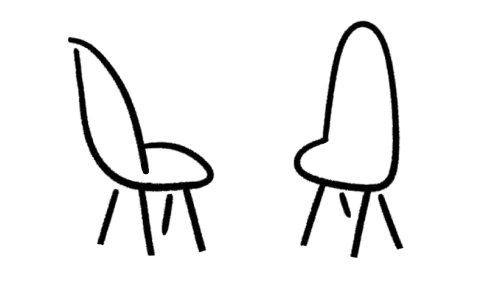 An illustration of two chairs facing each other.